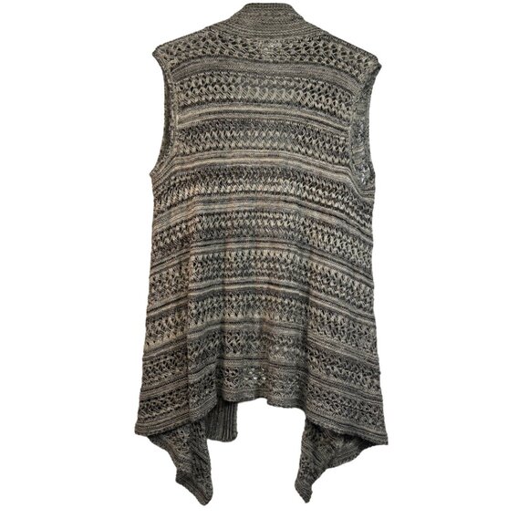 Avenue Women's Plus Size 18/20 Knit Waterfall Cardigan Vest Beige & Gray Acrylic - Picture 4 of 5